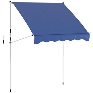 Auvent de terrasse autoportant Outsunny 6,6 x 5 pi en polyester bleu non vissé avec poteaux réglables