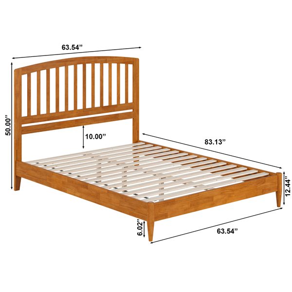 AFI Quincy Light Toffee Queen Solid Wood Traditional Low Profile Platform Bed