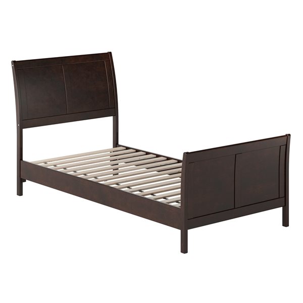 AFI Valencia Espresso Twin XL Solid Wood Low Profile Sleigh Contemporary Platform Bed with Matching Footboard
