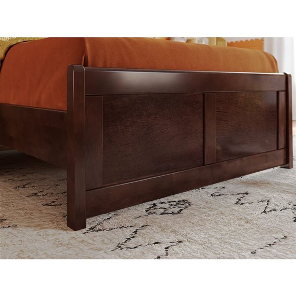 AFI Valencia Walnut Twin Solid Wood Low Profile Sleigh Contemporary ...