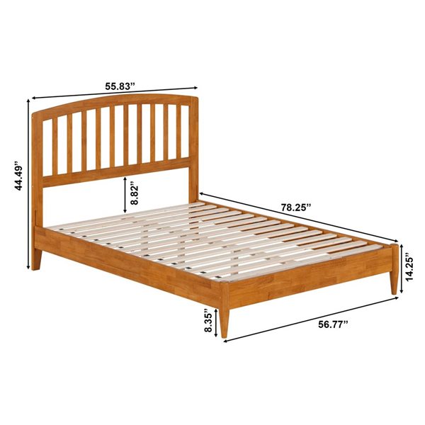 AFI Quincy Light Toffee Full Solid Wood Traditional Low Profile Platform Bed