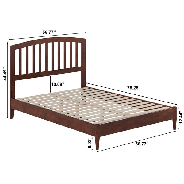 AFI Quincy Walnut Full Solid Wood Traditional Low Profile Platform Bed