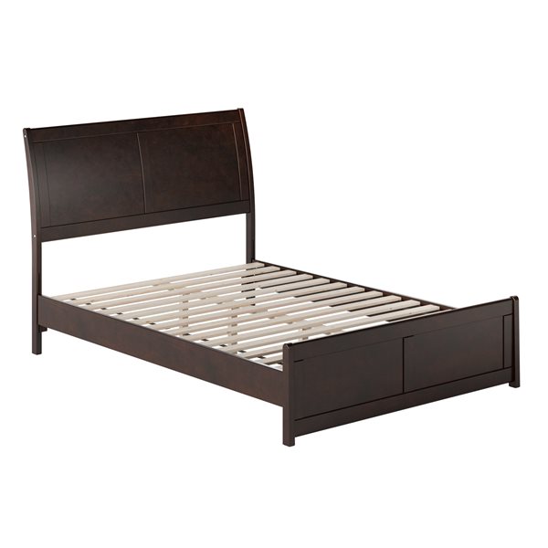 AFI Valencia Espresso Full Solid Wood Low Profile Sleigh Contemporary Platform Bed with Matching Footboard