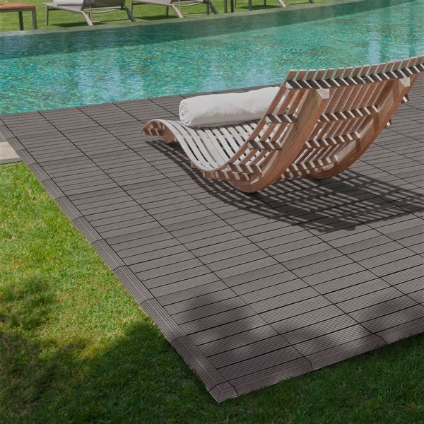 everhome 3 x 3-in Ash Composite Deck Tile Corner Trim 4/Pack