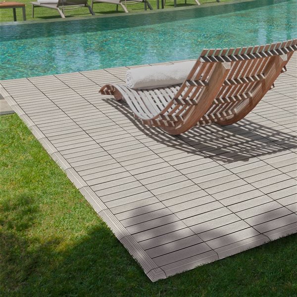 everhome 3 x 3-in Antique Gray Composite Deck Tile Corner Trim 4/Pack