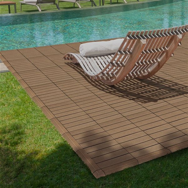 everhome 3 x 3-in Pecan Composite Deck Tile Corner Trim 4/Pack