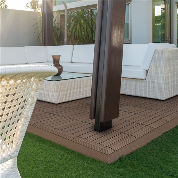 everhome 3 x 12-in Walnut Composite Deck Tile Edge Trim 4/Pack