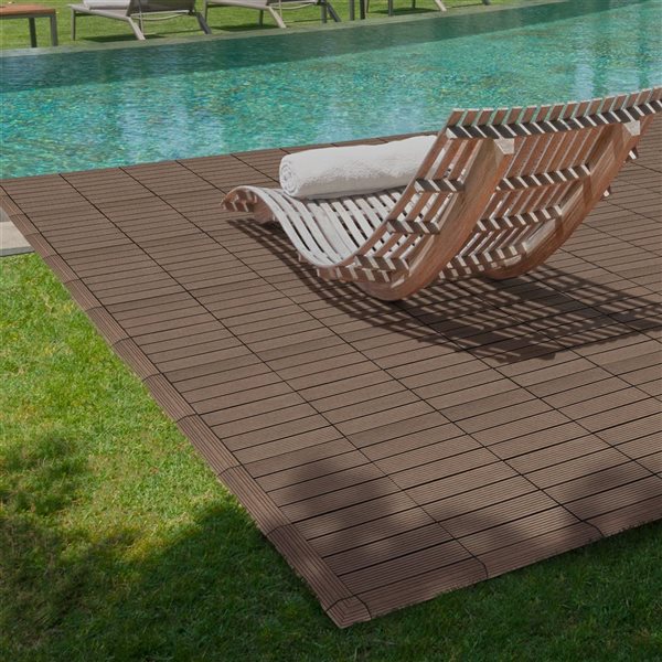 everhome 3 x 12-in Walnut Composite Deck Tile Edge Trim 4/Pack
