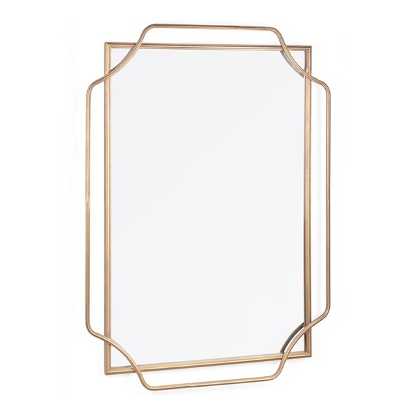 Miroir mural à cadre rectangulaire Amir de Gild Design House 28 x 40 po en métal bronze