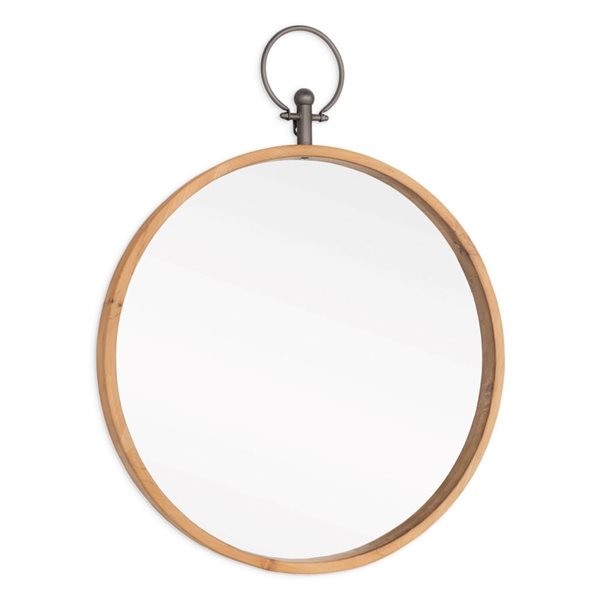 Gild Design House Harlow 24-in dia Natural Brown Wood/Iron Round Framed Wall-Mounted Mirror