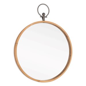 Gild Design House Harlow 24-in dia Natural Brown Wood/Iron Round Framed Wall-Mounted Mirror