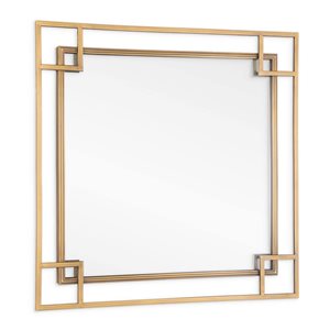 Miroir mural à cadre carré Mavis de Gild Design House 22 x 22 po en métal bronze