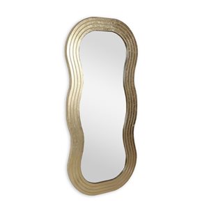 Gild Design House Vera 22 x 47-in Gold MDF Rectangle Wave Pattern Framed Wall-Mounted Mirror