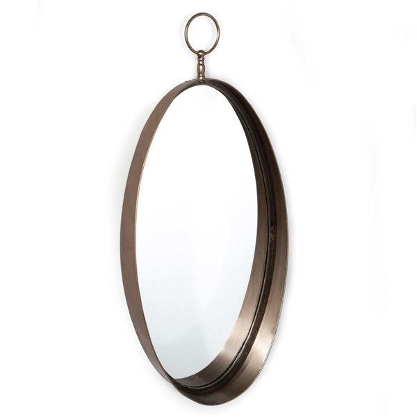 Gild Design House Macklin 17 x 38-in Antique Bronze Metal Oval Framed Wall-Mounted Mirror