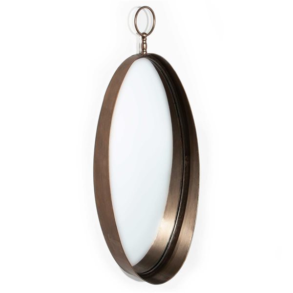 Gild Design House Macklin 17 x 38-in Antique Bronze Metal Oval Framed Wall-Mounted Mirror