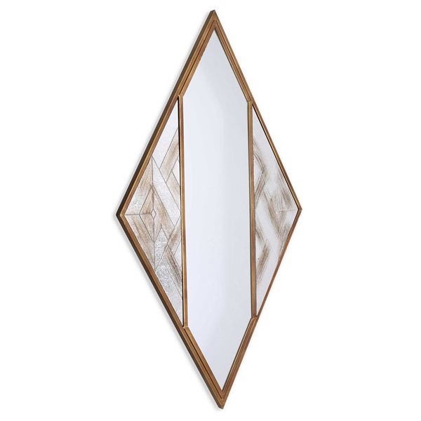 Gild Design House Selles 20 x 38-in Antique Bronze Metal Diamond Framed Wall-Mounted Mirror