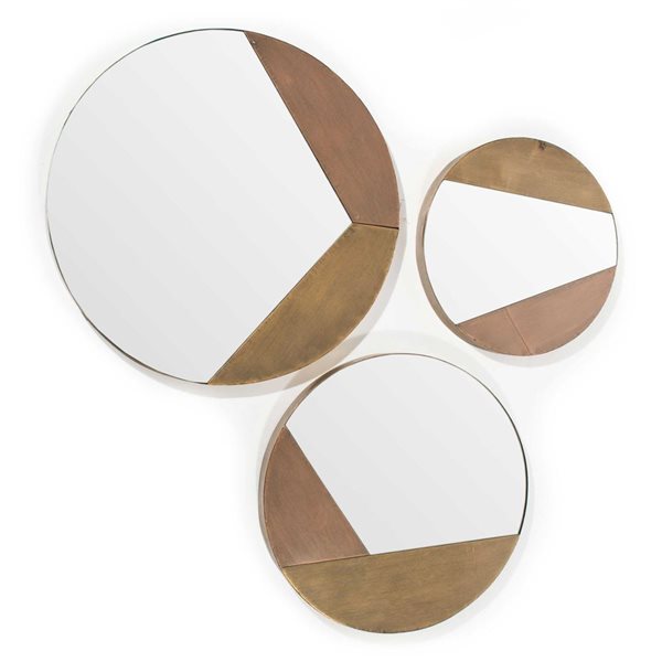 Gild Design House Alexander 16/20/24-in Antique Bronze Metal Round Framed Wall-Mounted Mirrors - Set of 3