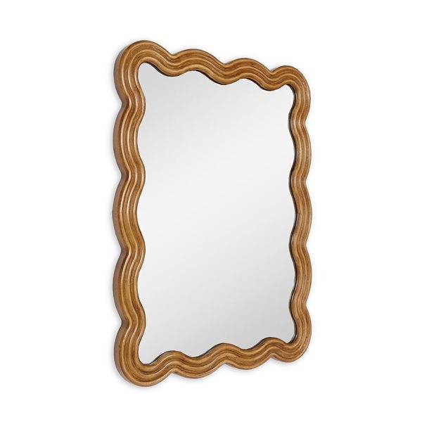 Gild Design House Adria 24 x 32-in Brown MDF Rectangle Wave Pattern Framed Wall-Mounted Mirror