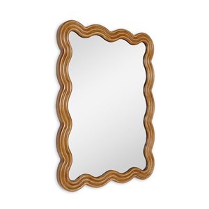 Gild Design House Adria 24 x 32-in Brown MDF Rectangle Wave Pattern Framed Wall-Mounted Mirror