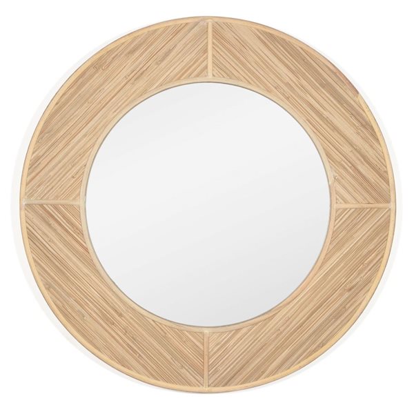 Miroir mural à cadre rond Elyas de Gild Design House 34 po diamètre en bois naturel/rotin