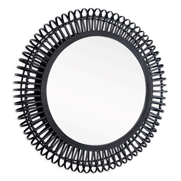 Gild Design House Reina 31-in dia Black Bamboo Round Framed Wall-Mounted Mirror