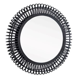 Gild Design House Reina 31-in dia Black Bamboo Round Framed Wall-Mounted Mirror