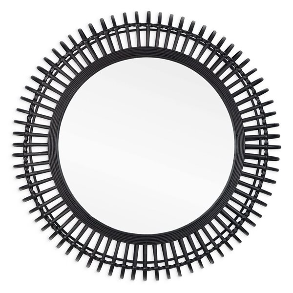 Gild Design House Reina 31-in dia Black Bamboo Round Framed Wall-Mounted Mirror