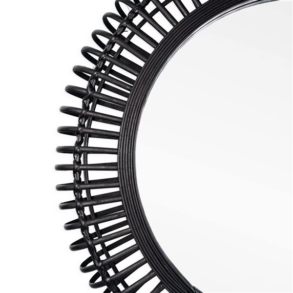 Gild Design House Reina 31-in dia Black Bamboo Round Framed Wall-Mounted Mirror