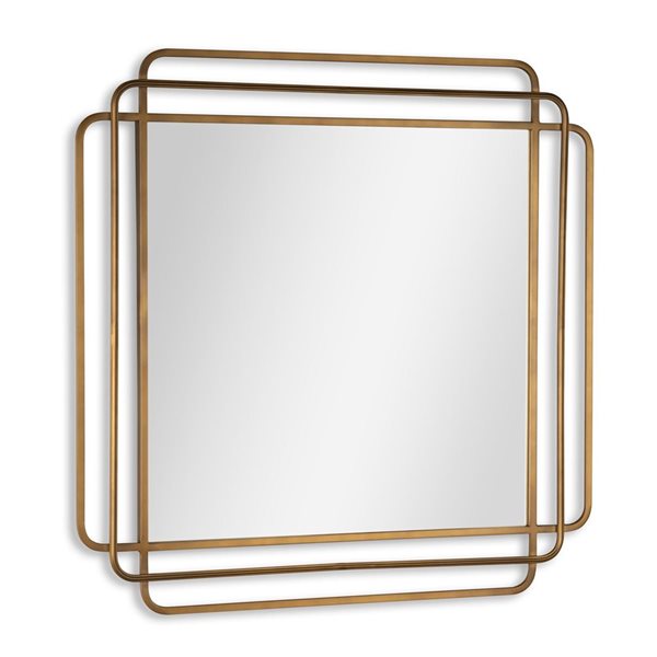 Miroir mural à cadre carré Shayan de Gild Design House 35 x 35 po en métal bronze