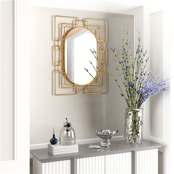 Gild Design House Deanna 15 x 24-in Gold Metal Rectangle Framed Wall-Mounted Mirror