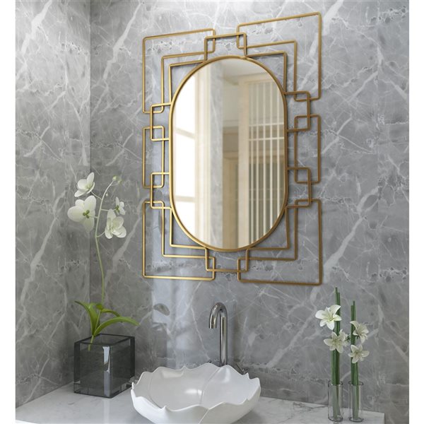 Gild Design House Deanna 15 x 24-in Gold Metal Rectangle Framed Wall-Mounted Mirror