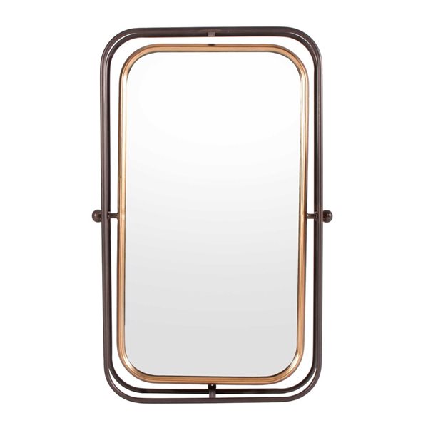 Miroir mural inclinable à cadre rectangulaire Bevin de Gild Design House métal bronze antique/brun 13 x 24,5 po