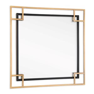 Miroir mural à cadre carré Mavis de Gild Design House 22 x 22 po en métal noir et doré