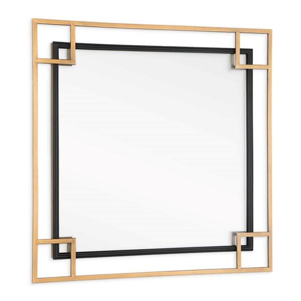 Gild Design House Mavis 22-in Gold/Black Metal Square Framed Wall-Mounted Mirror