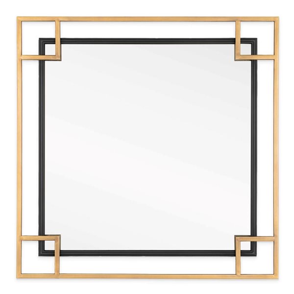 Gild Design House Mavis 22-in Gold/Black Metal Square Framed Wall-Mounted Mirror