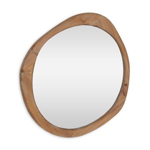 Miroir mural encadré rond Sabine de Gild Design House 32 po diamètre en bois naturel