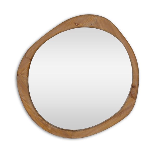 Miroir mural encadré rond Sabine de Gild Design House 32 po diamètre en bois naturel