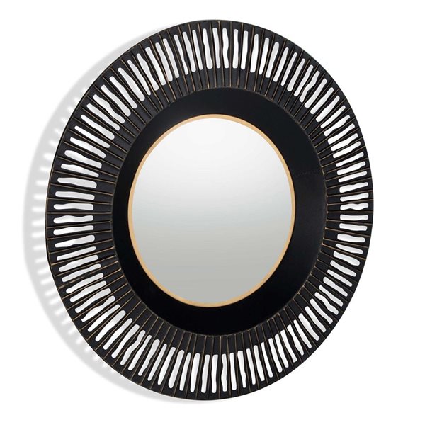 Gild Design House Cantara 36-in dia Black/Gold Metal Round Framed Wall-Mounted Mirror