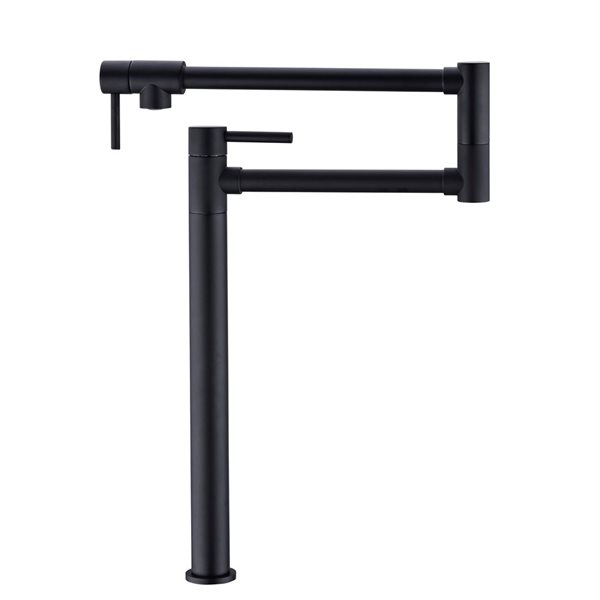 Flynama 2-Handle Matte Black Deck-Mount Pot Filler Kitchen Faucet