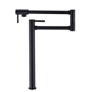 Flynama 2-Handle Matte Black Deck-Mount Pot Filler Kitchen Faucet