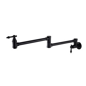 Flynama 2-Handle Matte Black Wall-Mount Pot Filler Kitchen Faucet