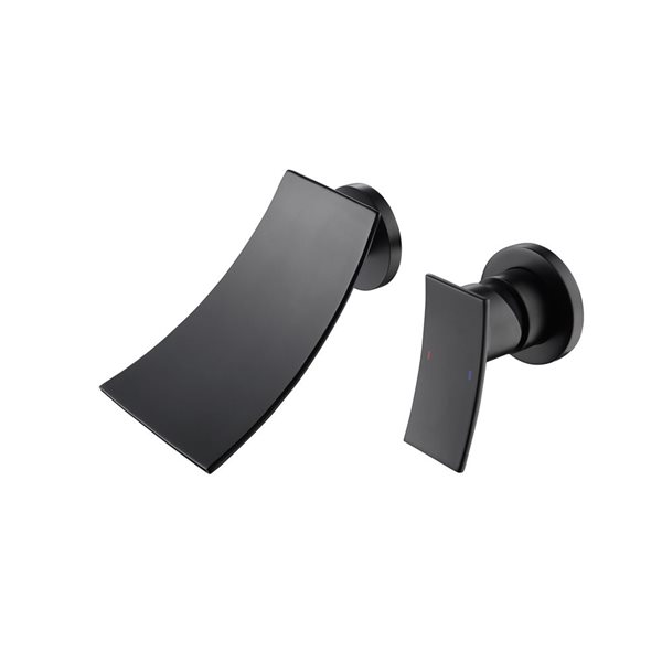 Flynama Matte Black Single Handle Wall Mounted Bathroom Faucet with Waterfall