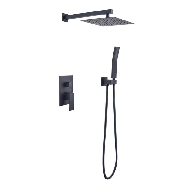 Flynama Matte Black Wall-Mount Shower System with 10-in Shower Head