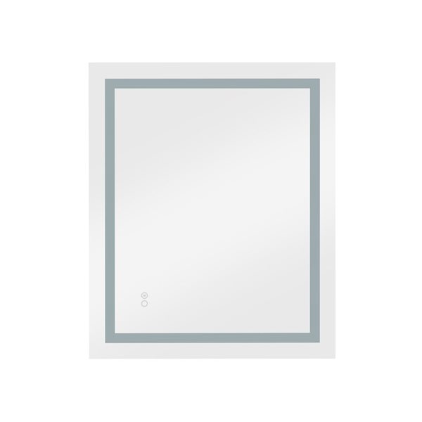 Miroir illuminé DEL Flynama en aluminium avec cadre blanc 36 x 28 po