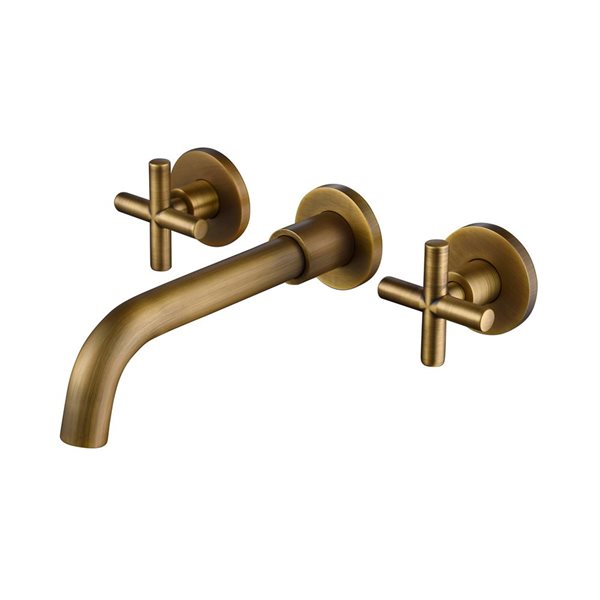 Flynama Bronze Double Handle Wall Mounted Bathroom Faucet