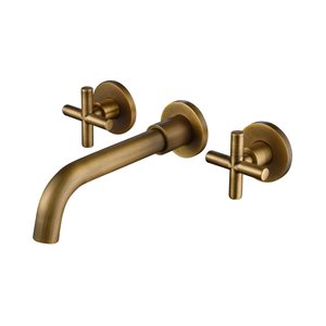 Flynama Bronze Double Handle Wall Mounted Bathroom Faucet