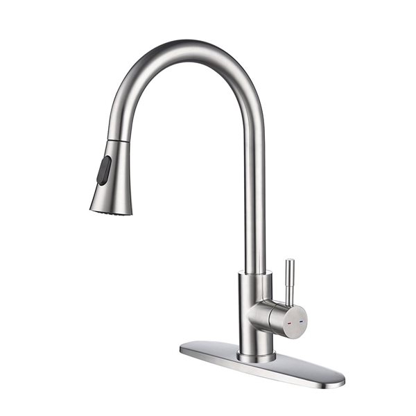 Flynama Brushed Nickel Single Handle Spot Resistant Kitchen Faucet with Pull Down Sprayer