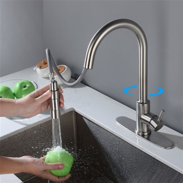 Flynama Brushed Nickel Single Handle Kitchen Faucet with Pull Down Sprayer and Touch Sensor