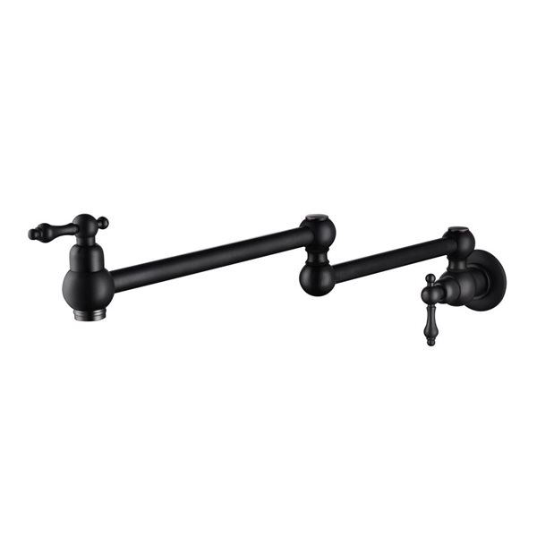 Flynama 2-Handle Matte Black Wall-Mount 360° Pot Filler Kitchen Faucet