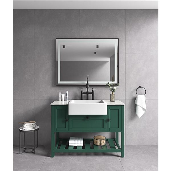 Miroir de salle de bain illuminé DEL Flynama antibué noir 36 x 48 po